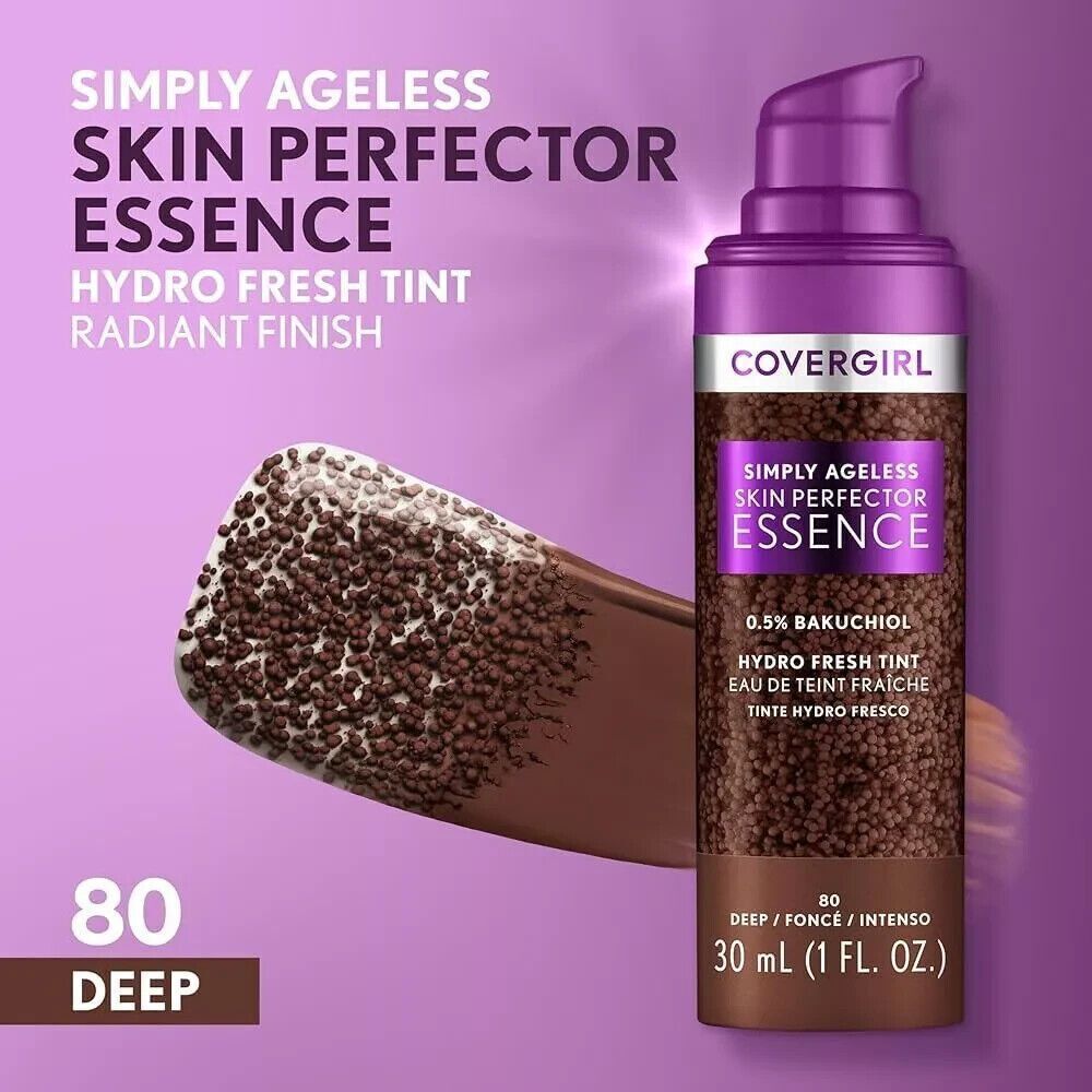 Covergirl Simply Ageless Skin‎ Perfector Essence Foundation #80 Deep NEW